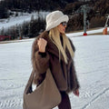 Chic Ins Blogger Brand Fashion Fake Fox Fur Jacket Coat Women 2026 Winter Luxury Design Big Collar Fur Coats Cool Girls Overcoat