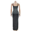 Sexy Maxi Rhinestone Sequin Dress Women Summer Straps Backless Party Vestido Female Wedding Gown Evening Night Dresses