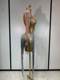 Sexy Shiny Tassel Diamonds Dress For Women Evening Party Costume Luxury Birthday Bar Nightclub Stage Performance Clothing