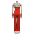 Women's Elegant Button Strapless Sleeveless Irregular Jumpsuits One Piece Metal Button Decor Overalls Outfit Night Clubwear