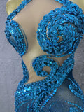 High-Slit Sparkly Sequins Diamonds Dress Birthday Dress Women Sexy Performance Costume Singer Stage Nightclub Outfit