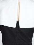 Hit Color Spliced Shawl Elegant Long Dress Women Square Collar Sleeveless High Waist Evening Dresses Female New Autumn 2024