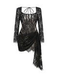 Sexy Lace See-through Patchwork Corset Dress Female Bodycon Elegant Party MIrrgualr Mini Dress Women Tube Top Dress New