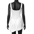 Irregular Plunge Square Collar Suspender Dress For Women Solid Color Sleeveless Backless Summer Clubs Party Ruched Dress