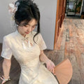 Improved Tassel Embroidered Cheongsam Dress Qipao Women's Clothing Summer 2026 Elegant Girl Irregular Waist Long Dress