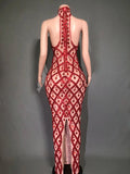 Festival Shiny Rhinestones Party Dress Birthday Luxury Costume Fancy Brilliant Dancer Wedding Impressive Evening Dress