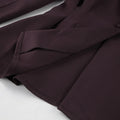 Solid Office Suit for Women Deep V Neck Long Sleeve Spliced Single Button Blazer Wide Trousers Two Piece Set Female