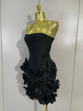 Elegant Cute Pearl Beaded Flower Sexy Strapless Bodycon Mini Bandage Dress Celebrate Eveing Party Birthday Cocktail Wedding Wear