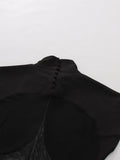 Black Loose Spliced Mesh Jumpsuits for Women Stand Collar Sleeveless Sexy Temperament Jumpsuit Female Fashion New