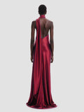 Elegant Solid 3D Flowers Ribbon Women Halter Dress Off Shoulder Sleeveless Backless Slim Female Maxi Dresses Chic Lady Robe