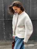 Temperament Solid Woolen Coat for Women V Neck Horn Sleeves Fashionable Designer Jackets Female Autumn New Style