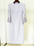 2026 New Arrivals Spring Fashion Heavy Industry Beaded Diamond Slim Midi Dress Women's Half Sleeve Female Vestidos