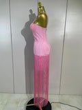 Elegant Prom  Evening Party Luxury Birthday Wedding Guest Dresses Women Sexy Shiny Crystals Tassel Bodycon Long Bandage Dress
