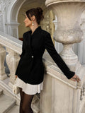 Female Suit Dress 2026 Autumn New Style Temperament Office Slim Fit Patchwork Pleated Hem Mini Dress For Women