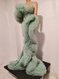 Luxury Eveing Party Birthday PhotoShoot Singer Nightclub Stage Costume Sparkly Diamond Strapless One Shoulder Stretch Long Dress