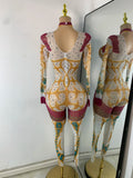 Glitter Rhinestones Women Spandex Skinny Jumpsuit High Strecht Dance Performance Nightclub Stage Glamorous Event Luxury Rompers