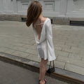 Women's Satin Mini Dress Bell Long Sleeve Backless Lace Up Criss A Line Dress Sexy Elegant Party Club Dress 2026 Summer