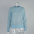 Mohair Round Neck Pullover Sweater For Women 2025 Spring Summer New Knitted Bottom Semi-sheer Knit Sweater Female Top