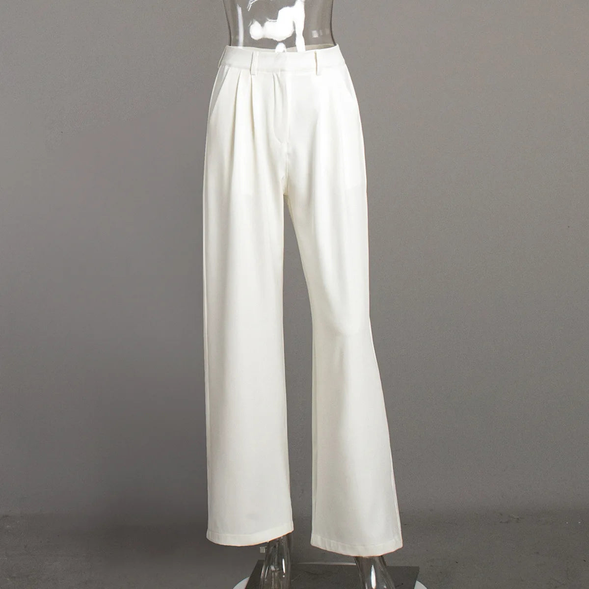 Solid Minimalist Spliced Pockets Pant for Women High Waist Loose Casual Pant Female Fashion Style