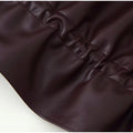 Fashion Women's Drawstring Short Leather Jacket Stand Collar Long Sleeve Ruffle Zipper Female Coat 2026 Autumn Lady Chic Jackets