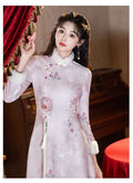 Pink Aodi Qipao Improved Chinese Stye Dress Women Warm Chesongam Princess Style Evening Party Vestidos Hanfu Dress for Lady