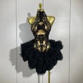 Diamonds Mesh Sexy See Through Cocktail Mini Dress Women Eveing Luxury Birthday Party Singer Nightclub Show Stage Costume