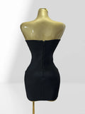 Women's Rhinestone Cross Slim Tube Top Black Mini Dress Glam Luxury Music Festival Party Stage Performance Gown Birthday Dresses