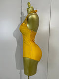 Women Sexy Gold Stretch Bodysuit Sparkly Rhinestone Birthday Party Nightclub Bar Dancer DJ Performance Photoshoot Stage Costume