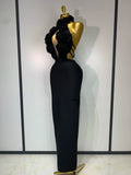 2025 New Women Sexy Halter Hollow Out Flowers Bodycon Bandage Dress Red Backless Elegant Party Luxury Birthday Wedding Dresses
