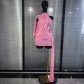 Winered Pink Women Sleeveless Sexy Draped Bodycon Mini Dress Spandex Celebrate Evening Cocktail Party Homecoming Outfit