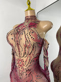 Sparkly Crystals Women Sexy with Sleeves Stretch Mesh See Through Jumpsuit Nightclub Stage Wear Performance Dance Costume