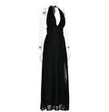 Halter Backless Maxi Dress For Women Lace Up Plunge Higt Waist Split Sexy Holiday Long Dress Elegant Club Party Vestidos