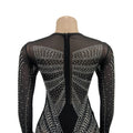 Dress Shiny Diamond O-neck Long Sleeve Elegant Maxi Dress Sexy Sheer Party Dress Vestidos