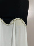Women Elegangt Pearl Bandage Strapless TopAnd White Mesh Long Dress Two-piece Set Celebrity Evening Birthday Wedding Party Dress