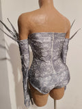 Luxurious, personalized, and glittering sequin-adorned high-waisted one-piece  suitable for singers, dancers and club-goers.