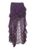 Tassels Women Skirts Chic Irregular Hem Multi-Layered Ruffles Lace Patchwork Summer Trend Skinny Versatile Bottoms