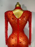Women Sparkly Diamonds Mesh See Through Bodycon Dress Evening Birthday Party Sexy Nightclub Bar Stage Costume