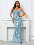 2025 Sequin Long Strap Evening Dress Party Etiquette Celebration Robe Dress Sleeveless V-neck Robe Sexy Gowns Maxi Dress