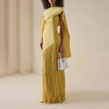 Fashion Temperament Maxi Dress For Women O Neck Spliced Shawl Sleeveless High Waist Sleeveless Evening Dress Female