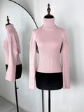 Women's Ribbed Knit Turtleneck Cutout Shoulder Halter Vest Long-Sleeved Shawl 2-Piece Set Slim Y2K Sexy Street Autumn Top
