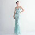 Women Strap Party Maxi Dress Sexy V Neck Evening Dress Celebrity Purple Sequin Dress Long Prom Formal Occasion  Dress