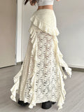 Tassels Women Skirts Chic Irregular Hem Multi-Layered Ruffles Lace Patchwork Summer Trend Skinny Versatile Bottoms