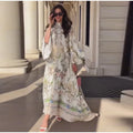 Vintage Women's Printed Long Dresses Loose O-neck Flared Half Sleeve Big Hem Wide Female Dresses 2026 Summer Lady Elegant Robes