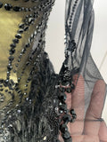 Women Evening Birthday Party Nightclub Dance Singer Stage Outfit Sexy Sparkly Rhinestone Sequins Tassel Mesh Transparent Dress