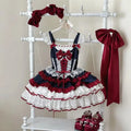Olivegirl Lolita Dress Kawaii Sweet Bow Ruffled Slim Sleeveless Mini Princess Dresses Elegant Bow Flower Dresses Women Y2K JSK