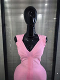Pink Winered Women Sleeveless Sexy V-Neck Bodycon Mini Bandage Dress Celebrate Nightclub Party Fashion Homecoming Outfit