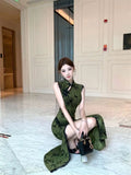 Olive Girl Red Embroidered Qipao for Garden Wedding 2026 Fairycore Photoshoot Everyday Wear S-XL XS-3XL Plus Size Hand Embroidered Romantic Garden Party Editorial Not Costume Qipao Cheongsam Chinese Dress Chinese Heritage Fashion Women