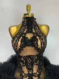 Luxury Women Sexy Sparkly Rhinestone Sleeveless Mesh See Through Bodycon Mini Birthday Dress Evening Party Performance Costume