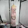 Women's Chic Printed Mesh Maxi Dress Bodycon Long Sexy Beach Swim Party Dresses New Holiday Vacation Cover Up Casual Outfit