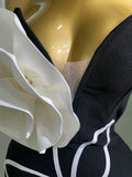 Women Sexy Off Shoulder White Flower Black Mini Bodycon Bandage Dress Luxury Celebrity Evening Club Elegant Party Gowns